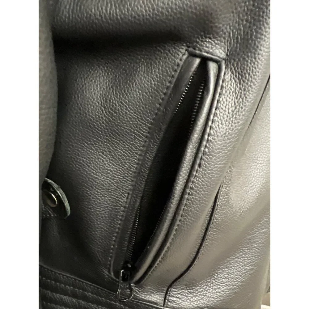 FieldSheer Black Men Armored Leather Motorcycle Jacket Size 14